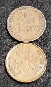lot 08 image: 2 FIRST YEAR WHEAT CENTS 1909-P 1909 VDB