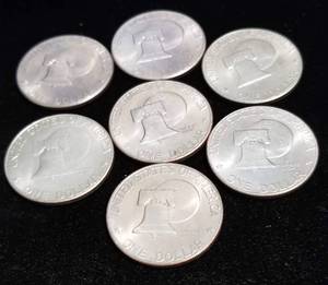 lot 25 image: GROUP OF 7 CLAD EISENHOWER DOLLARS