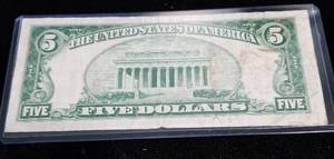 lot 16-A image: 1934 US GREEN SEAL $5 FEDERAL RESERVE NOTE