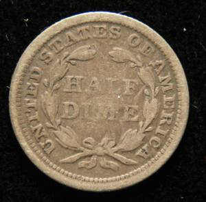 lot 41 image: 1854 US SEATED LIBERTY HALF DIME