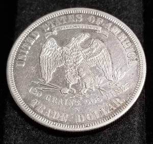 lot 01 image: 1877-S US TRADE DOLLAR IN HIGHER GRADE