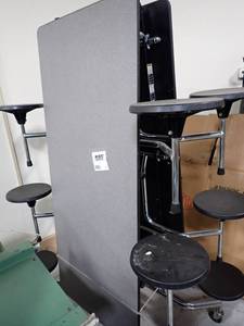 lot 43 image: SICO Mobile Folding Table with stools, on wheels