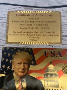 lot 5 image: Donald Trump 24K Gold Certified Plated Playing Cards