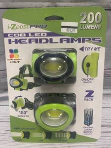 lot 17 image: COB LED 3 Setting 2 Pack Headlamps (batteries included)