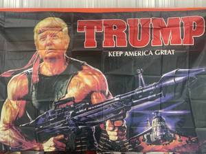 lot 18 image: Donald Trump Rambo 3 x 5 Flag
