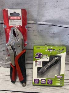 lot 40 image: Craftsman 10 Vise Grip Pliers & Cree Tactical Light