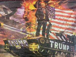 lot 43 image: Donald Trump on Tank 3 x 5 Flag
