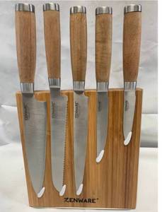 lot 71 image: German Steel Knife Set on Bamboo Magnetic Block