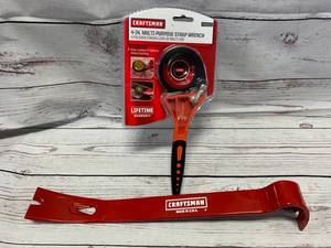 lot 83 image: Craftsman Pry Bar & 4 Multi Purpose Strap