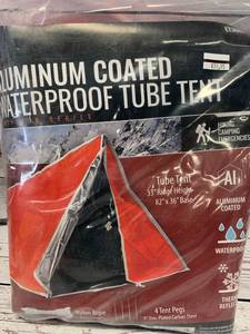 lot 116 image: Aluminum Coated Tube Tent $39 retail