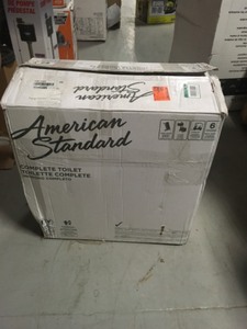 lot 105 image: American Standard Cadet 3 Tall Height 10 in. Rough-In 2-piece 1.28 GPF Single Flush Elongated Toilet with Slow Close Seat in White not used