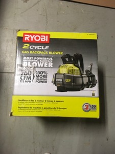 lot 106 image: RYOBI 175 MPH 760 CFM 38cc Gas Backpack Leaf Blower  in good condition
