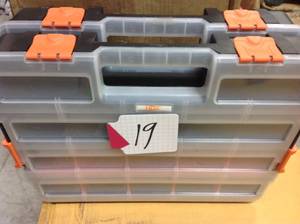 lot 19 image: HDX 15-Compartment Interlocking Small Parts Organizer in Black (2-Pack)  in good condition