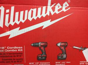 lot 48 image: Milwaukee M18 18-Volt Lithium-Ion Cordless Combo Tool Kit (4-Tool) w(2) 3.0Ah Batteries, (1) Charger, (1) Tool Bag not used
