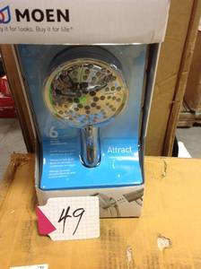 lot 49 image: MOEN Attract 6-Spray 4 in. Single Wall Mount Handheld Shower Head in Chrome not used