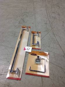 lot 61 image: Design House Karsen 24 in. Towel Bar, 581496 Karsen Toilet Paper Holder, Karsen Towel Ring 581488 FINISH POLISHED CHROME