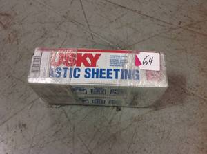 lot 64 image: HUSKY 10 ft. x 50 ft. Black 4 mil Plastic Sheeting not used
