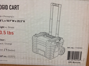 lot 66 image: RIDGID 22 in. Pro Gear Cart Tool Box in Black not used