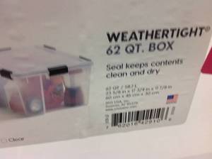 lot 78 image: IRIS 62 Qt. Weather Tight Storage Box in Clear  in good condition