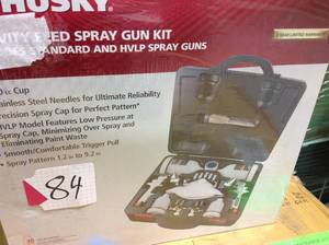 lot 84 image: Husky HVLP and Standard Gravity Feed Spray Gun Kit  in good condition