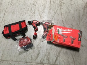 Milwaukee M12 12-Volt Lithium-Ion Cordless Drill DriverImpact Driver Combo Kit (2-Tool) w(2) 1.5Ah Batteries, Charger, Tool Bag in good conditions