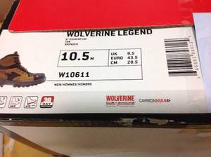 Wolverine Mens Legend Waterproof 6 Work Boots - Composite Toe - Tan Size 10.5(M) not used
