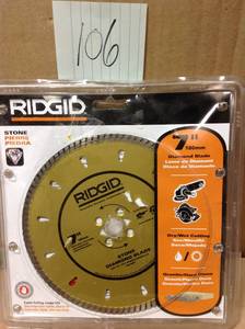 Diamond Blades RIDGID Flooring 7 in. Diamond Stone Blade for Cutting Granite, M in good condition