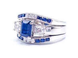 Beautiful Blue Sapphire and Diamond Estate Ring in Platinum - $9100 Appraisal