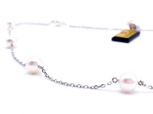 High Quality Mikimoto Silvery Akoya Pearl Estate Necklace in 18k White Gold