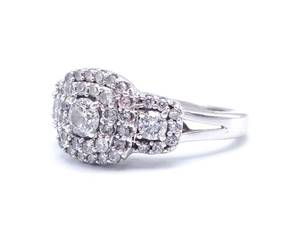Dazzling Double Halo Diamond Estate Ring in 10k White Gold