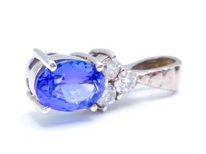 Breathtaking High Quality LeVian Tanzanite and Diamond Estate Pendant in 14k White Gold