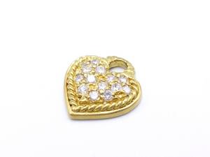 Judith Ripka Designer Signed Heart Shaped Diamond Pendant in 18k Yellow Gold
