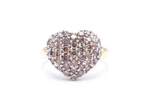 Beautiful Natural Chocolate Diamond Heart-Shaped Estate Ring in 14k Yellow Gold