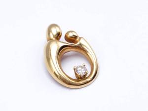 Mother and Child Diamond Estate Pendant in 14k Yellow Gold