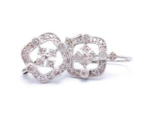 Ladies Diamond Estate Earrings in 14k White Gold