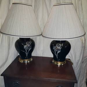 Matched pair of Black table lamps