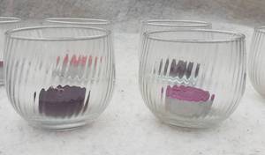 Set of 8 tea light ribbed candle holder cups