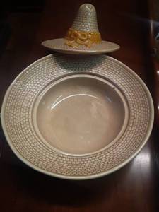 Straw Sombrero Style Chip and Dip serving platter