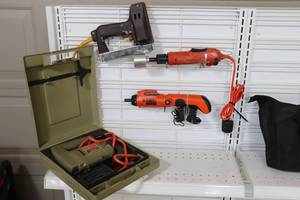 lot 71 image: Jig Saw, Electric Stapler, Capping Machine and 3.6 volt Drill