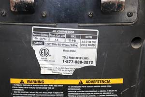 lot 75 image: Campbell Hausfeld 2hp 6 gallon 120 max Air Compressor w 50 hose