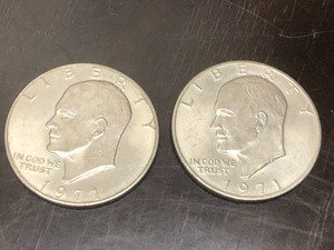 lot 2 image: (1) 1971 & (1) 971-D Eisenhower Dol...