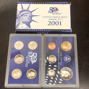 lot 34 image: 2001 U.S. Mint Proof Set -- (4) Coi...