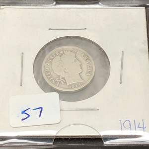 lot 57 image: 1914 Barber Silver Dime ...