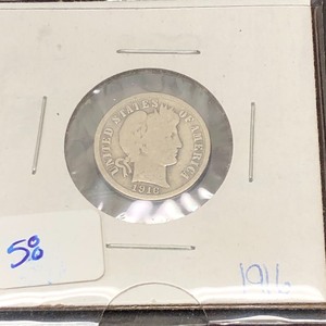 lot 58 image: 1916 Barber Silver Dime ...