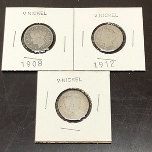 lot 60 image: Lot Of (3) Liberty V-Nickels 1912 ...