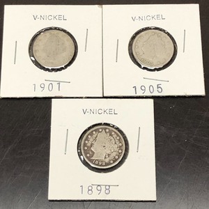 lot 61 image: Lot Of (3) Liberty V-Nickels 1905 ...