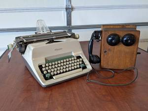 lot 30 image: Olympia Manual Typewriter & Antique Telephone