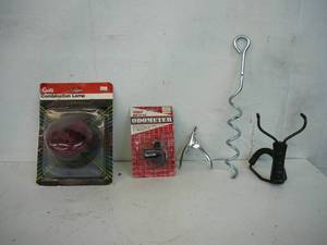 lot 5 image: Tail Lamp, Bike Odometer, Tie Down, Sling Shot, Dog Clippers