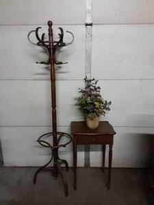 lot 1 image: 6 Ft. Hall Tree, Table With Drawer 19x16x28, Center Piece