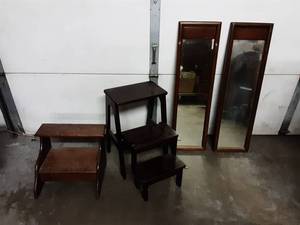 lot 11 image: Folding Step Stool, Bed Steps, Pair Of Mirrors 12x41